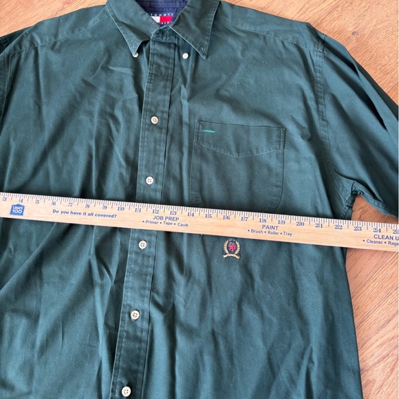 Tommy Hilfiger button down polo Large y2k vintage dark green - Picture 3 of 4